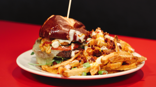 Charred Tomato Cheddar Steak Burger